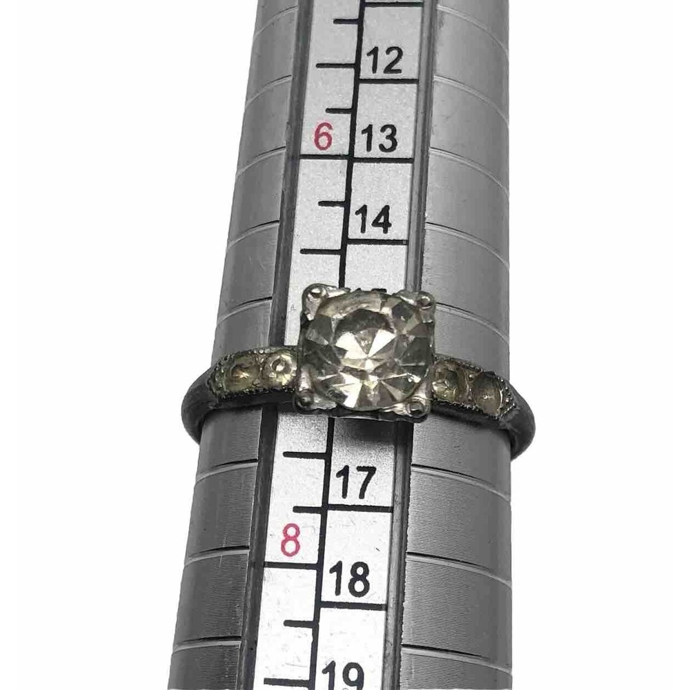 Vintage Ring‎ Silver Color 5 Clear Paste Size 7.25 Rhinestone *1 missing stone